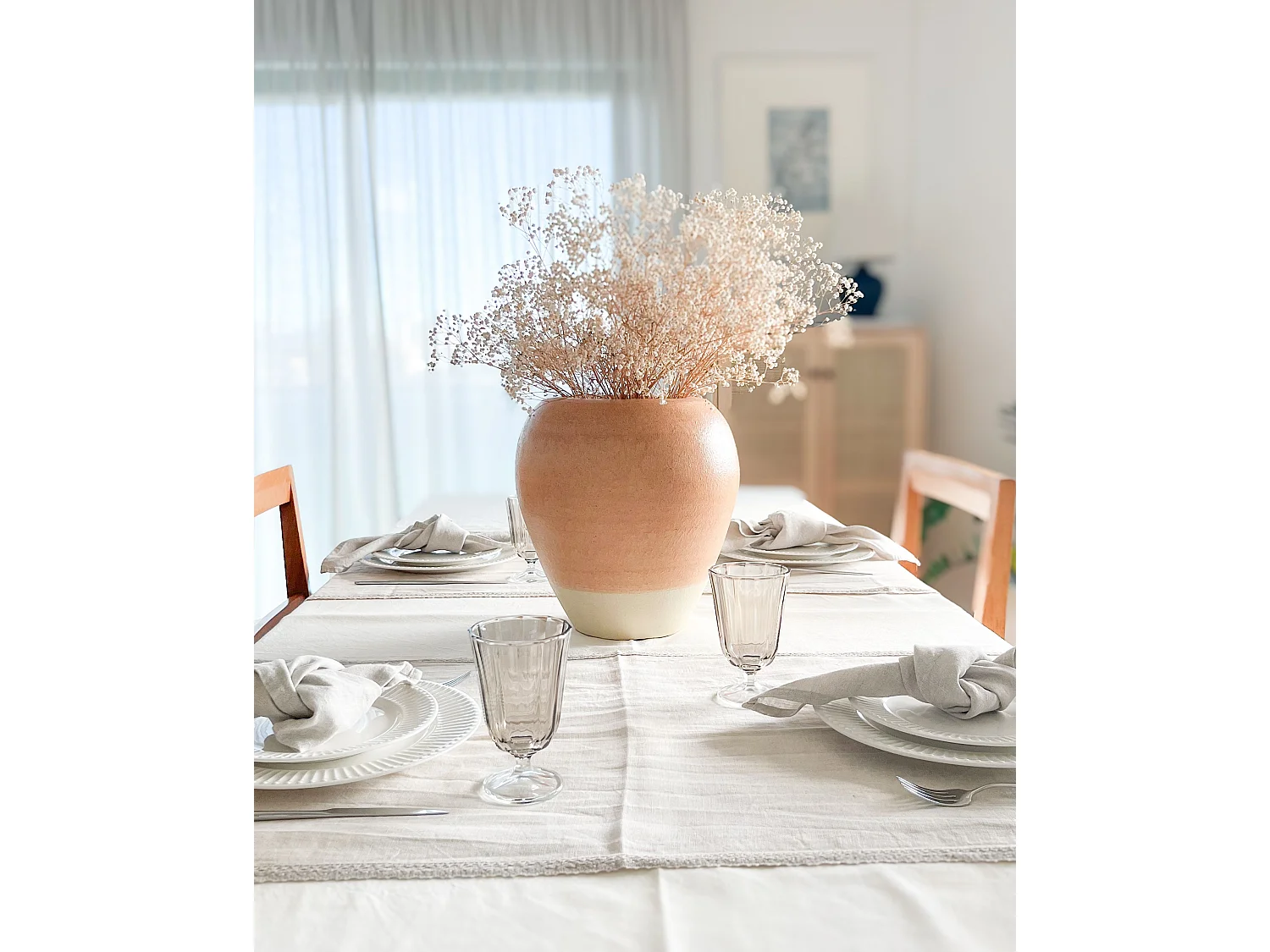 Vase décoratif SKIONE Céramique 34 cm Marron clair