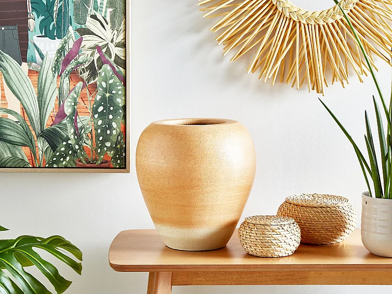 Vase décoratif SKIONE Céramique 34 cm Marron clair