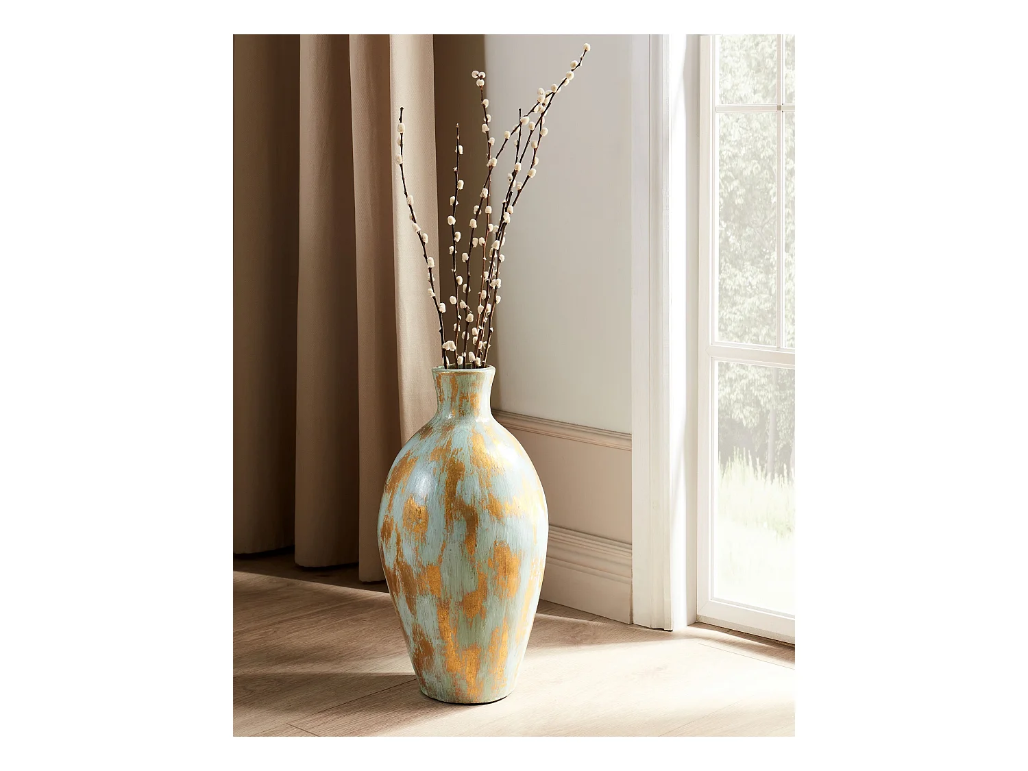 Vase décoratif DIKAJA Céramique 45 cm Bleu