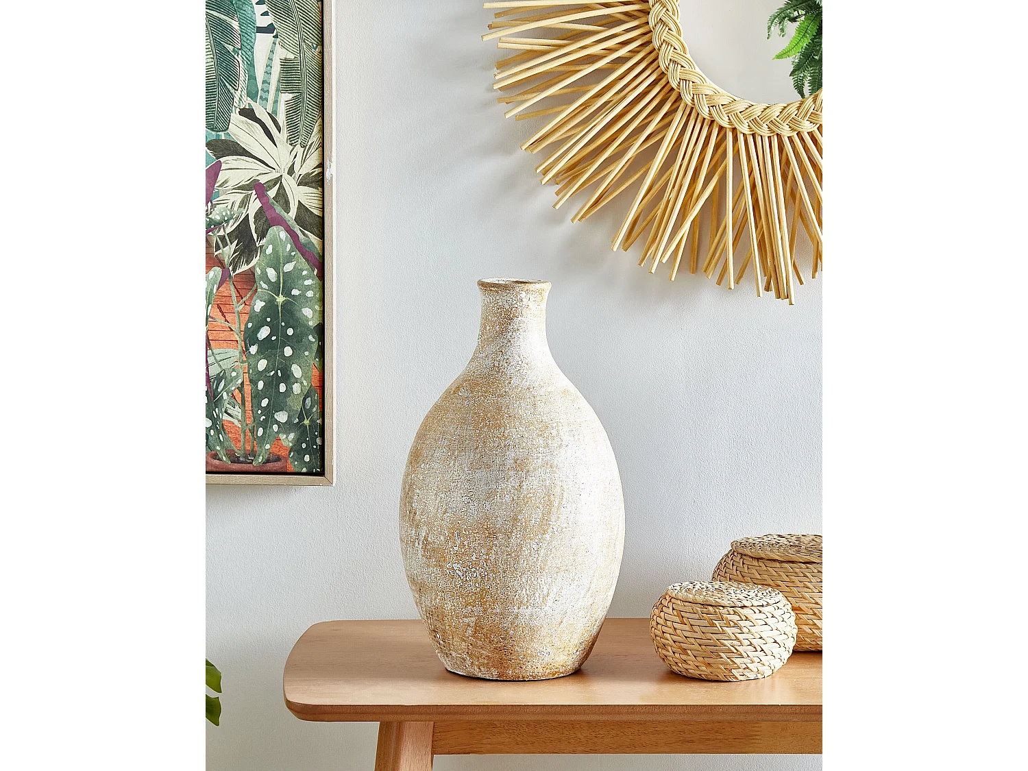 Terracotta Vaso decorativo 39 cm Beige Bianco CYRENA