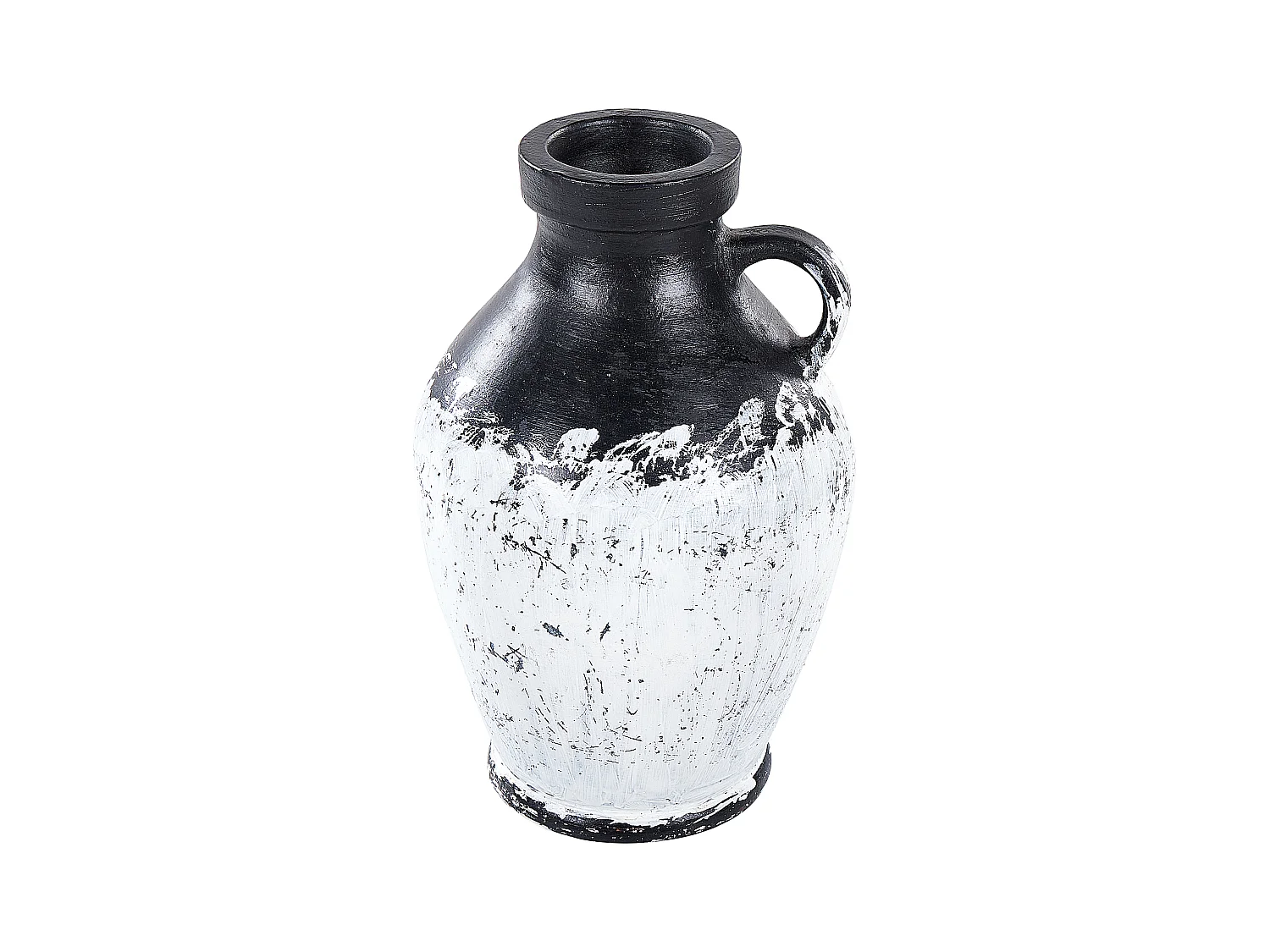 Dekorative Retro-Vase aus Terrakotta handgefertigt schwarz und weiß Massalia