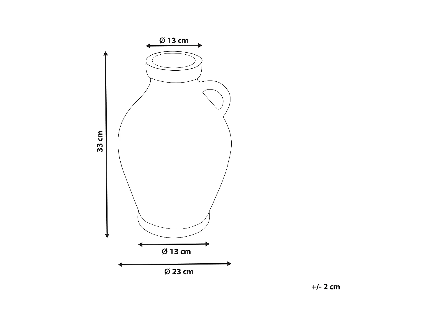 Dekorative Retro-Vase aus Terrakotta handgefertigt schwarz und weiß Massalia