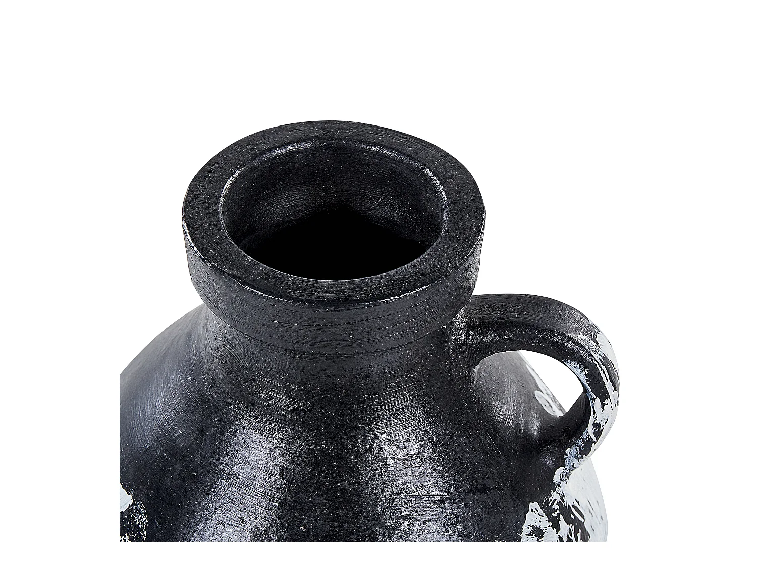 Dekorative Retro-Vase aus Terrakotta handgefertigt schwarz und weiß Massalia