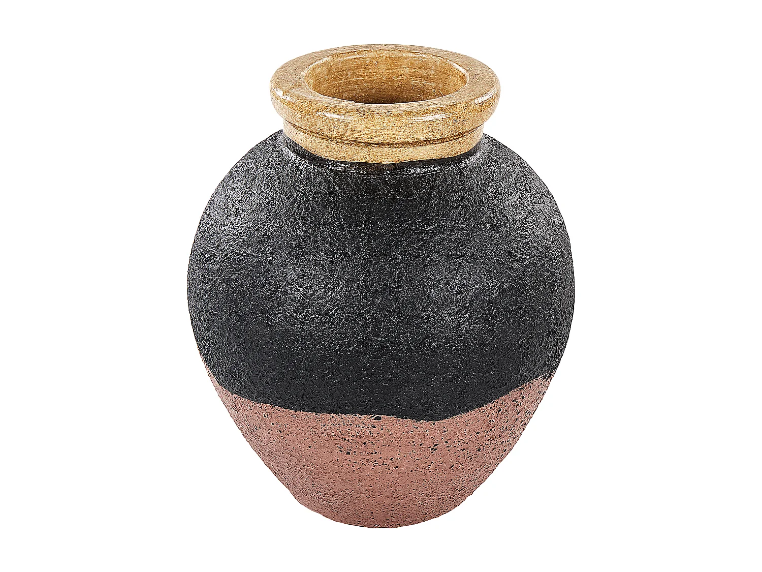 Dekorative Retro-Vase aus Terrakotta handgefertigt schwarz und rosa Daulis