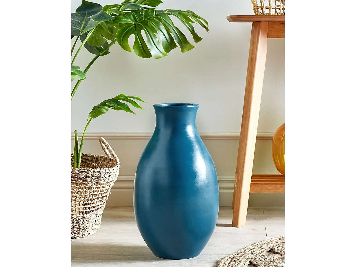 Dekorative Vase aus Terrakotta Handgefertigte blau Stagira