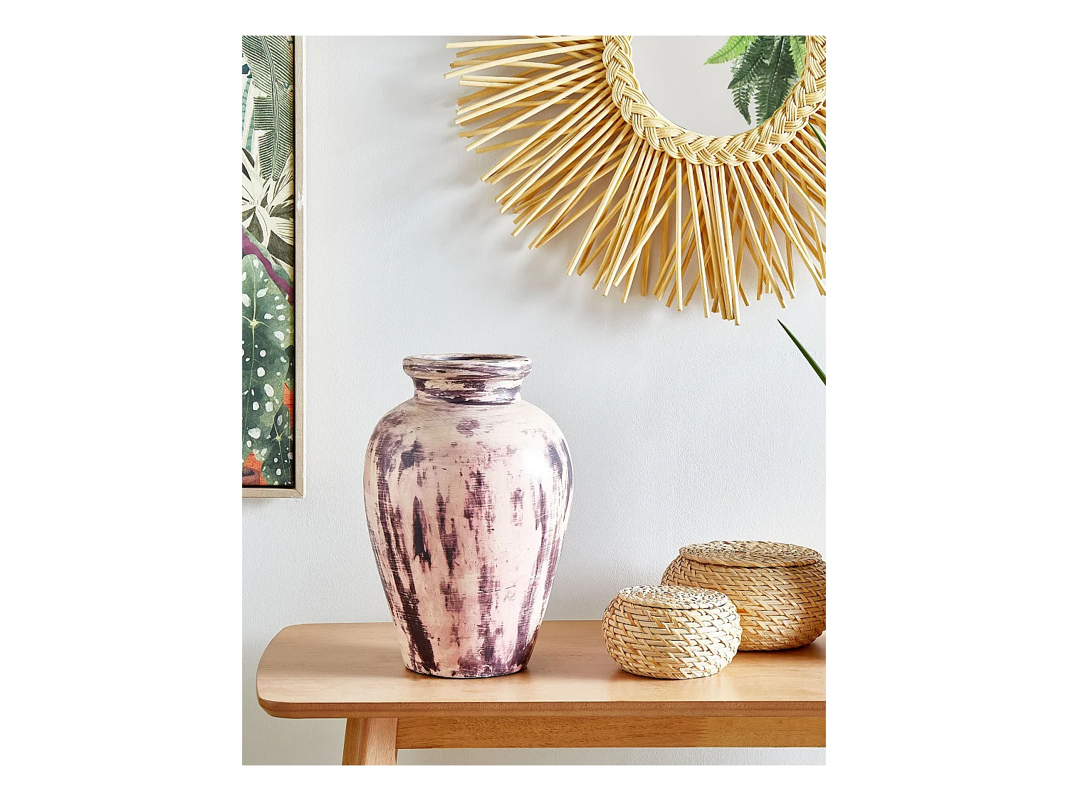 Jarrón decorativo AMATHUS Cerámica 34 cm Violeta