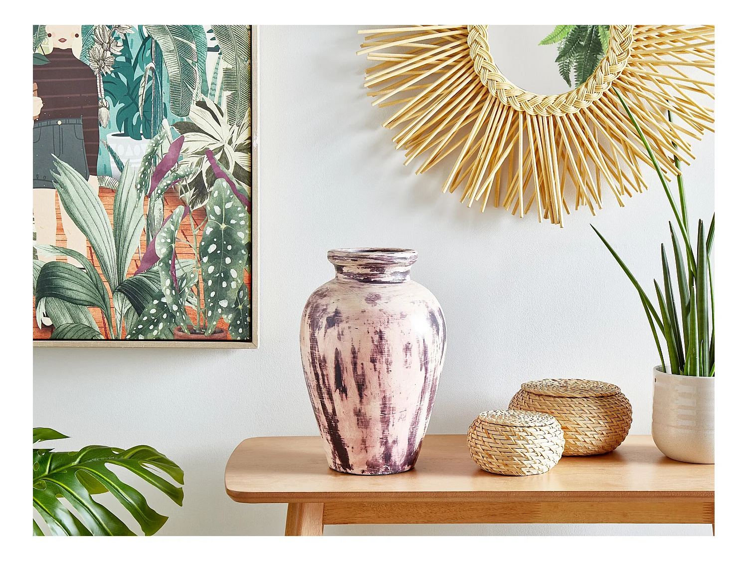 Vase décoratif AMATHUS Céramique 34 cm Violet