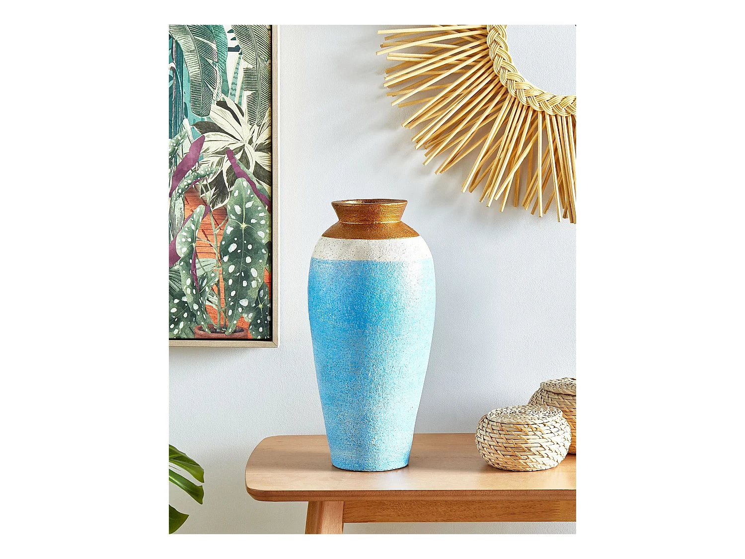 Vaso decorativo PLATEJE Ceramica 42 cm Blu