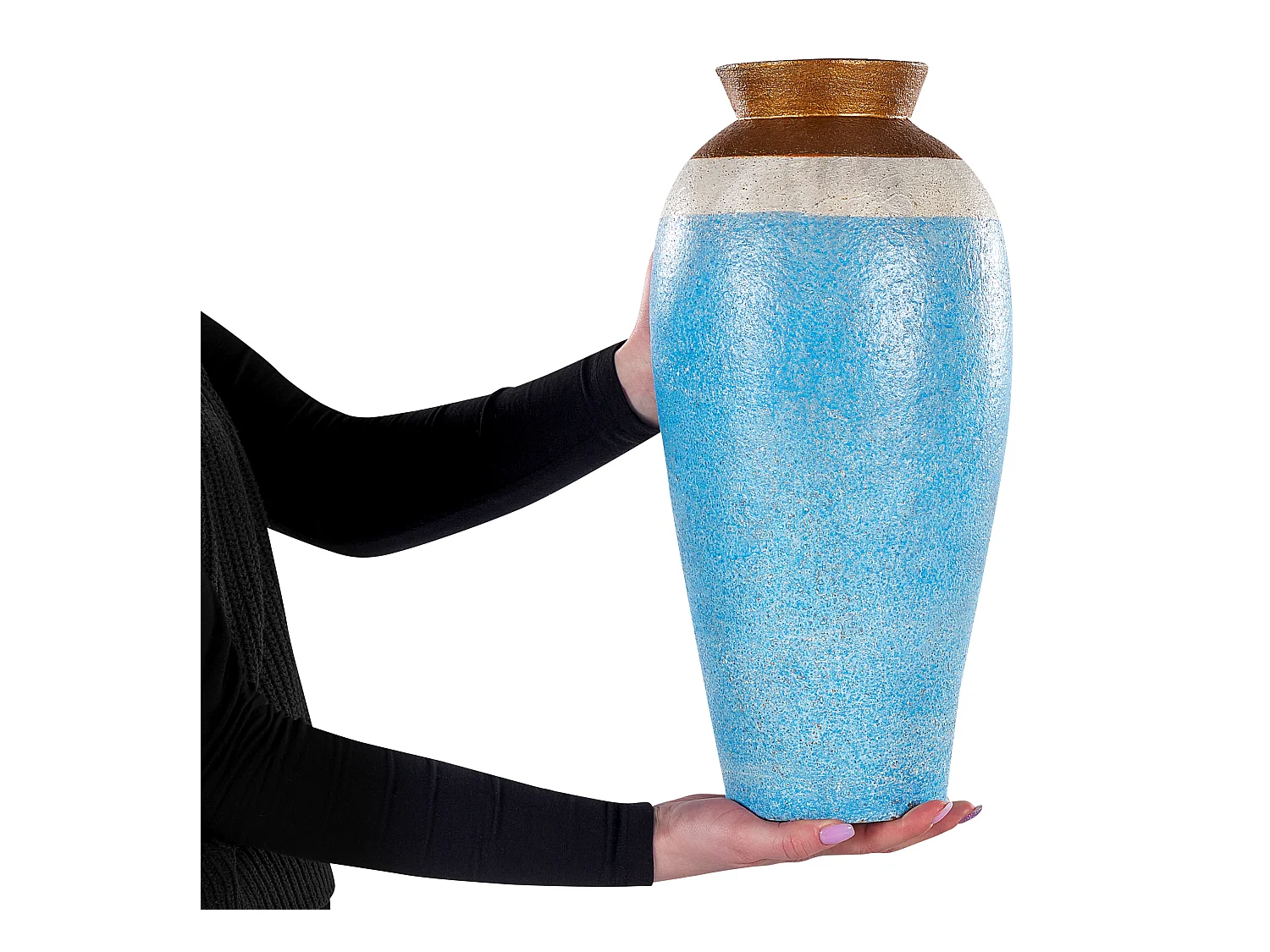 Vaso decorativo PLATEJE Ceramica 42 cm Blu