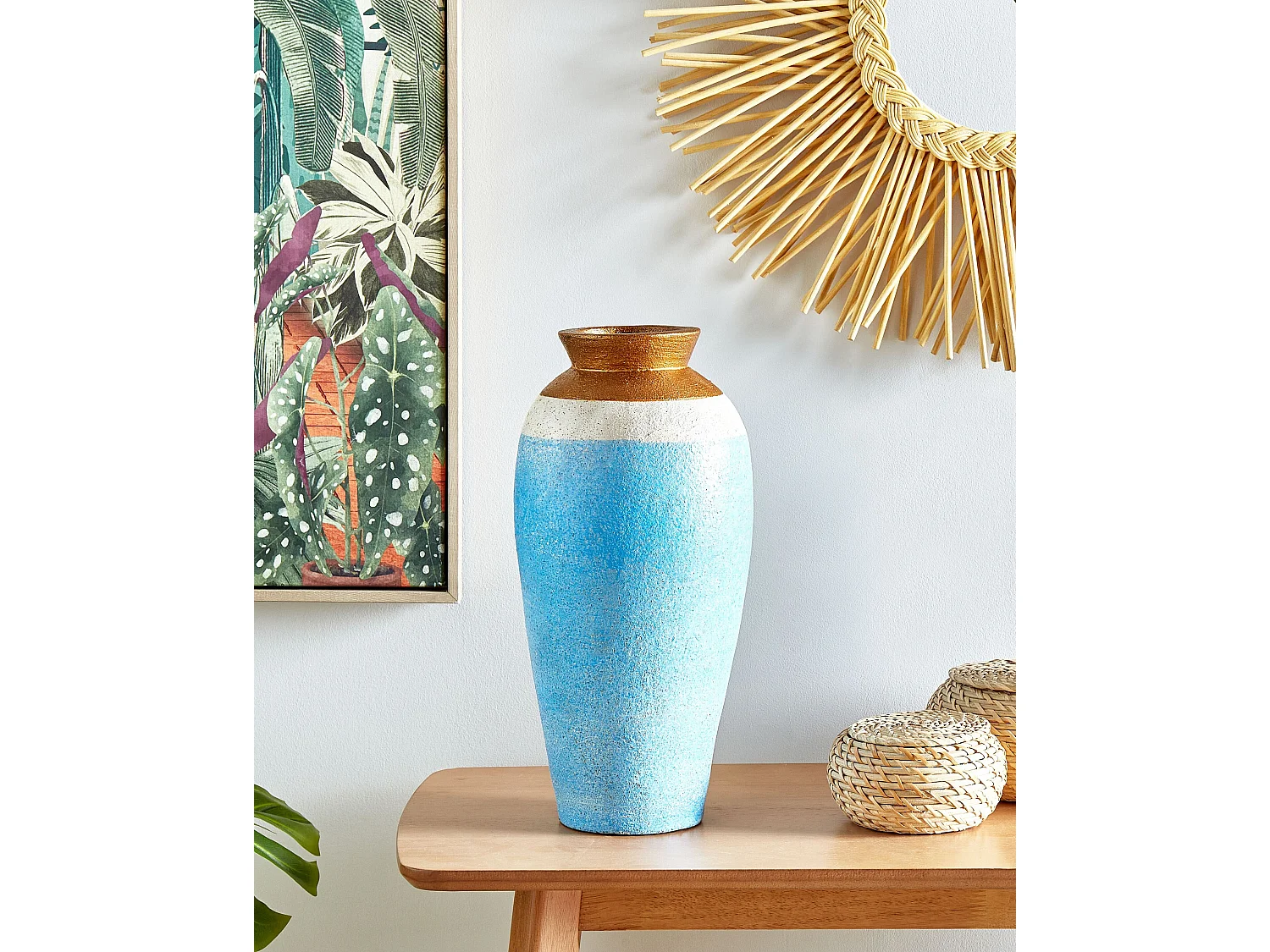 Vase décoratif PLATEJE Céramique 42 cm Bleu