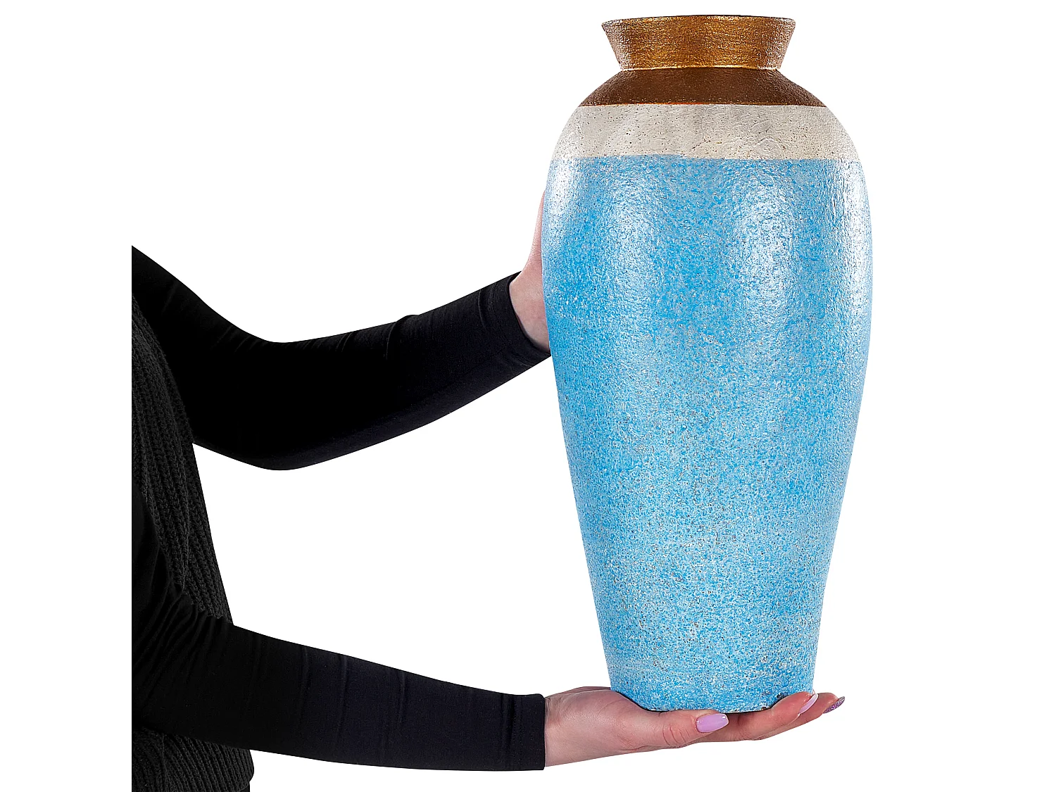 Vaso decorativo PLATEJE Ceramica 42 cm Blu