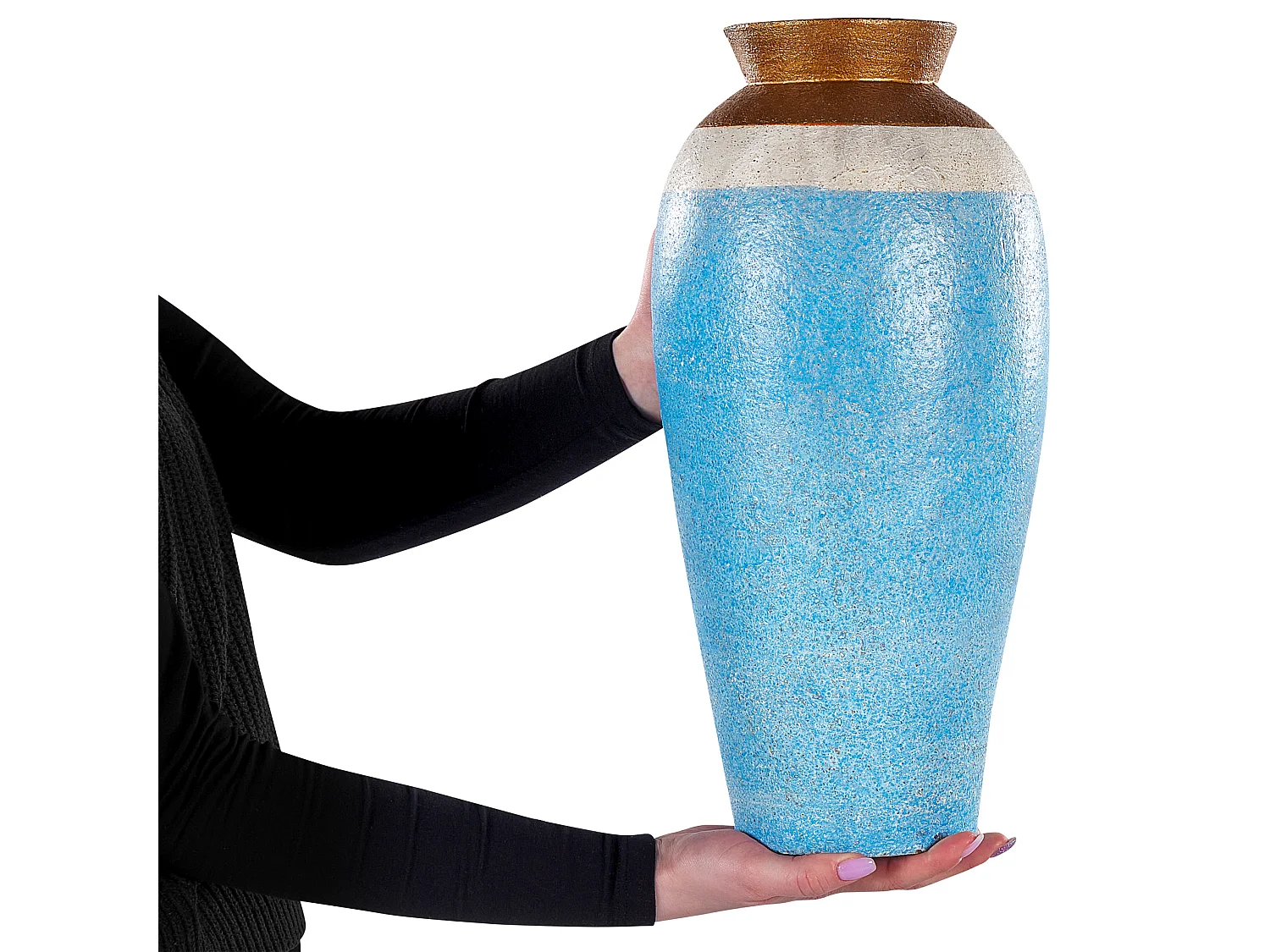 Jarrón decorativo PLATEJE Cerámica 42 cm Azul