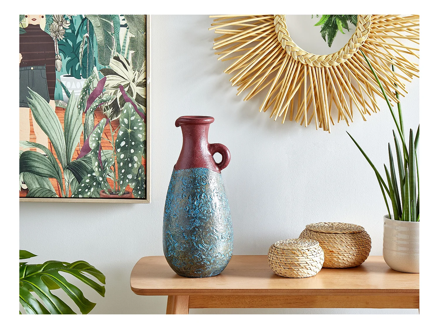 Vase décoratif VELIA Céramique 40 cm Bleu
