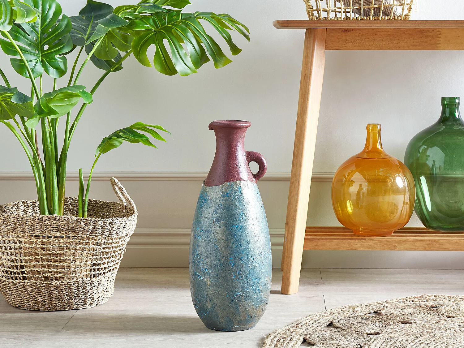 Vase décoratif VELIA Céramique 50 cm Bleu