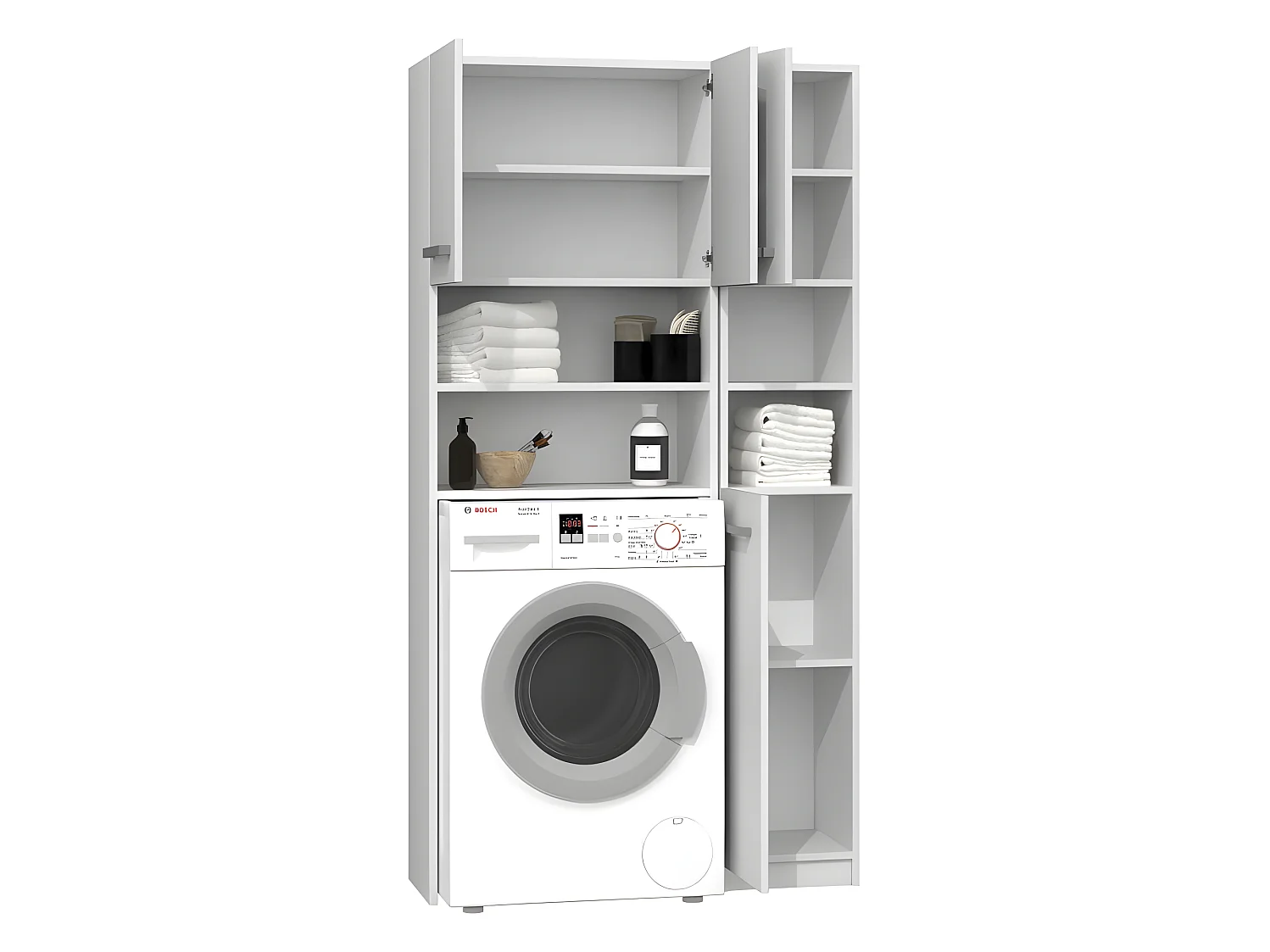 MAROL - Badezimmergarnitur im modernen Stil - 96x30x183 - 4 Türen+4 Ablagen