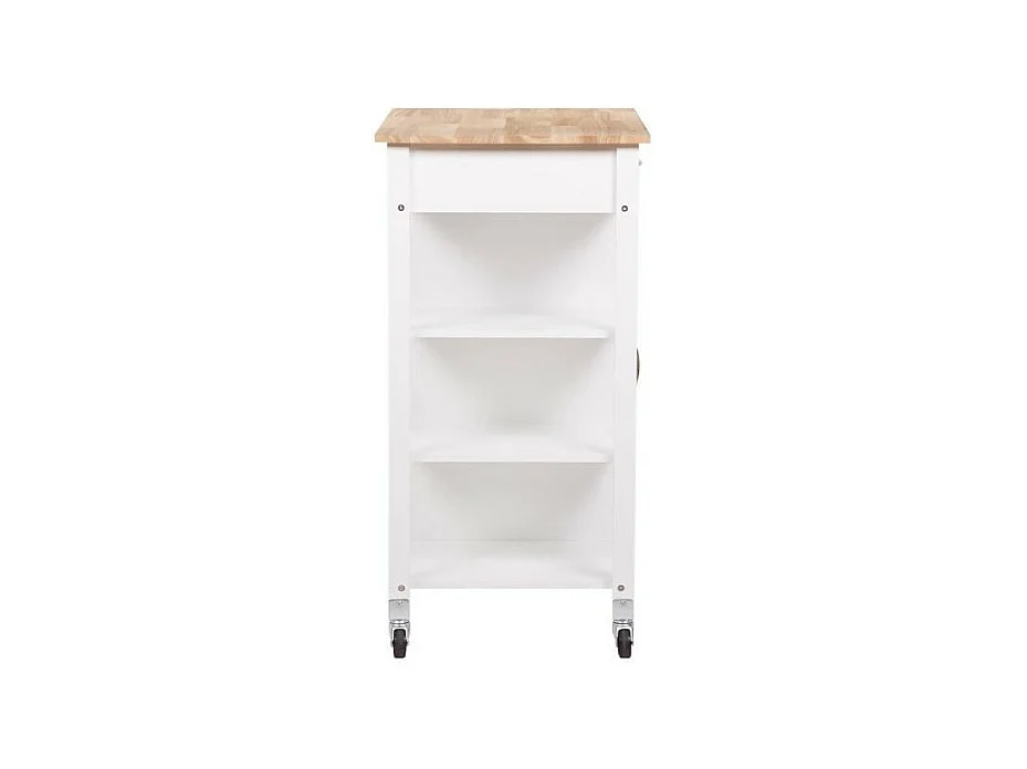Desserte de cuisine 1 porte 1 tiroir 3 en hevea - Blanc laque - L 74 x P 47 x H 91 cm - ENZO