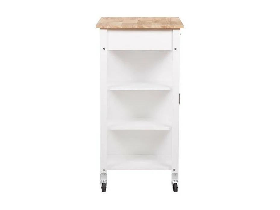 Desserte de cuisine 1 porte 1 tiroir 3 en hevea - Blanc laque - L 74 x P 47 x H 91 cm - ENZO
