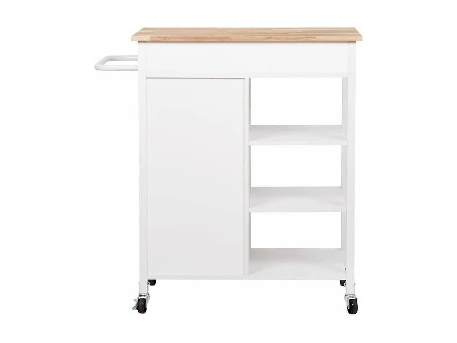 Desserte de cuisine 1 porte 1 tiroir 3 en hevea - Blanc laque - L 74 x P 47 x H 91 cm - ENZO