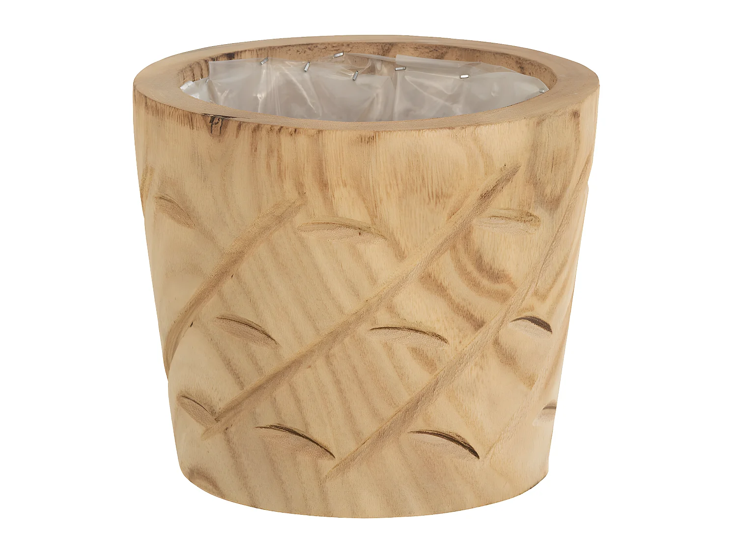 Cache-Pot en Bois "Encoches" 20cm Naturel