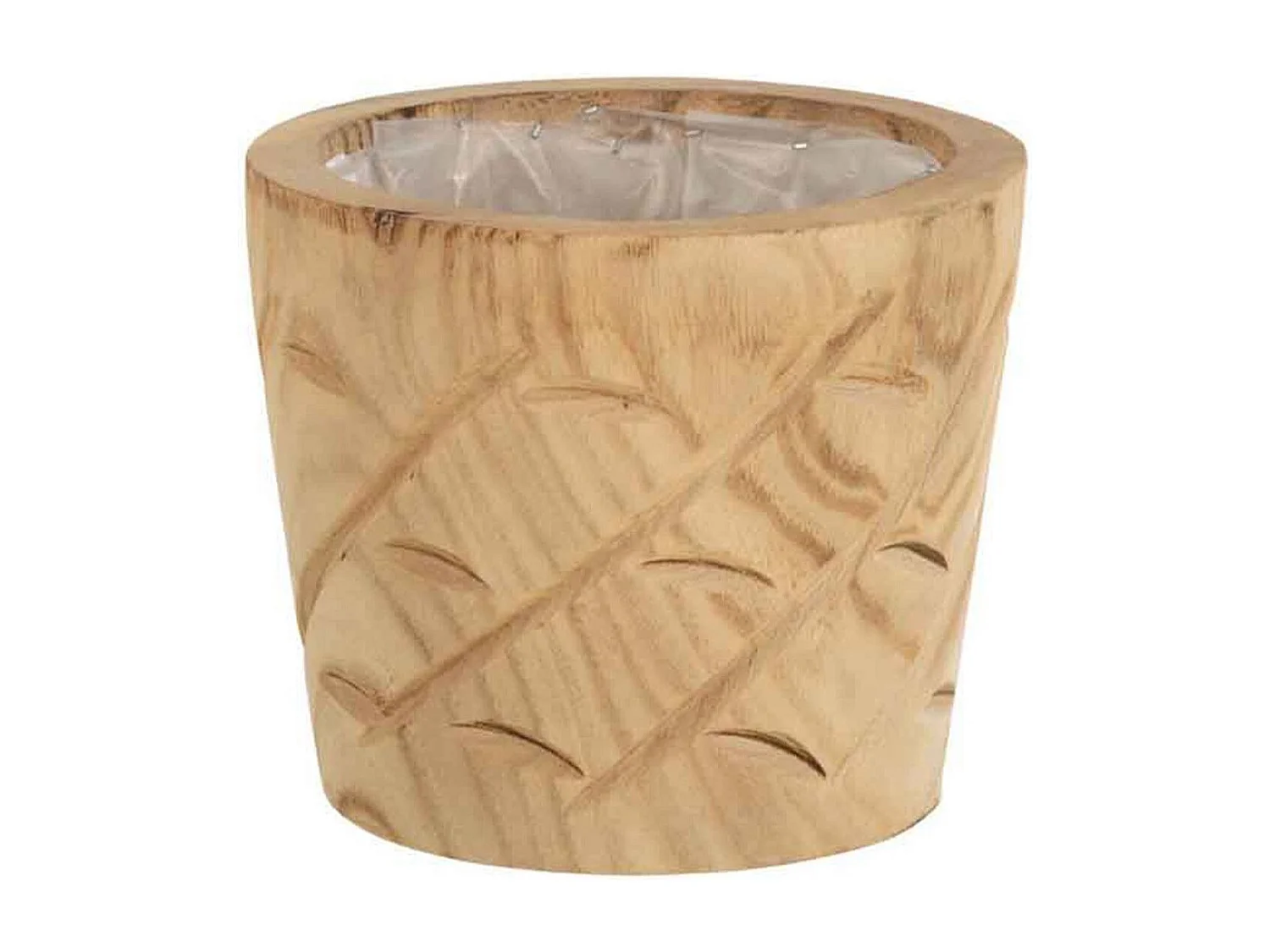 Cache-Pot en Bois "Encoches" 20cm Naturel