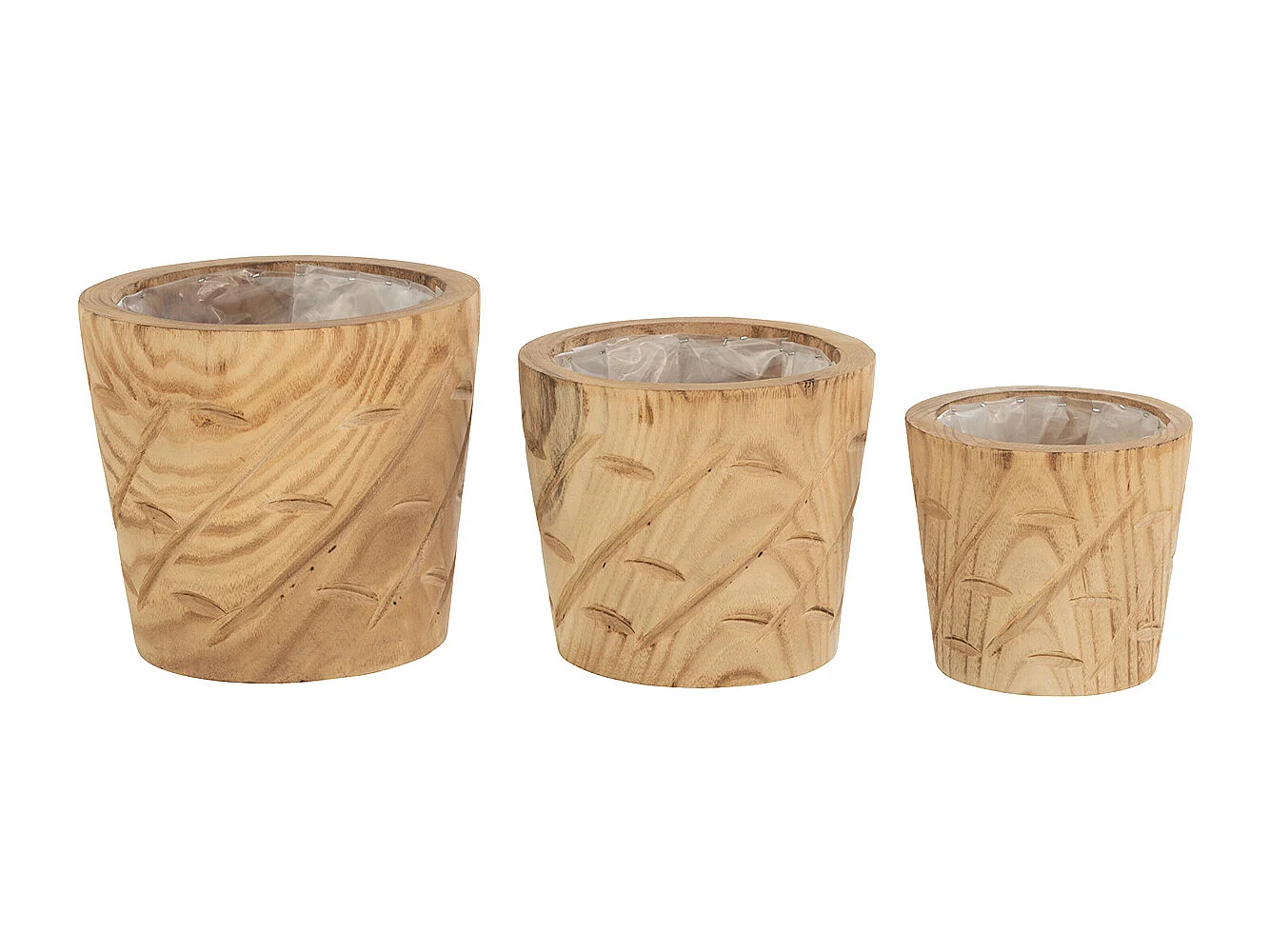 Cache-Pot en Bois "Encoches" 20cm Naturel