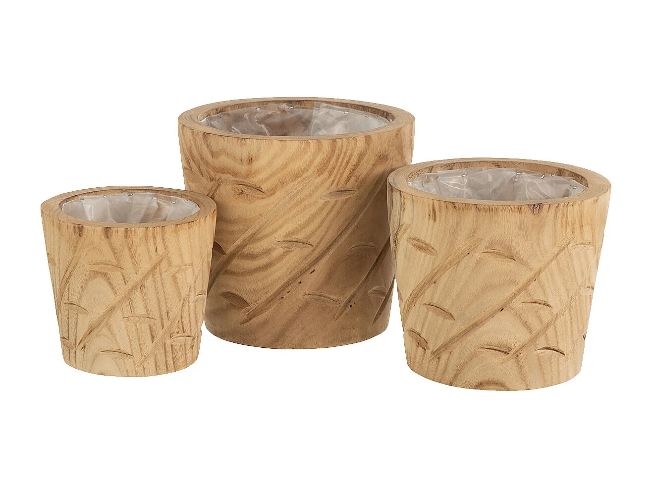 Cache-Pot en Bois "Encoches" 20cm Naturel