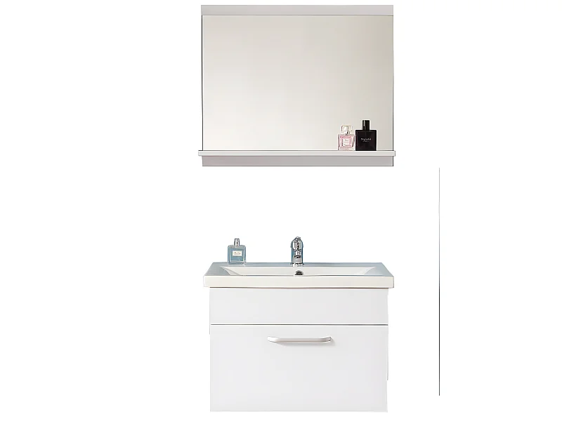 Ensemble meuble blanc et vasque 60cm meubles de salle de bain meuble suspendu 1 tiroir Aica