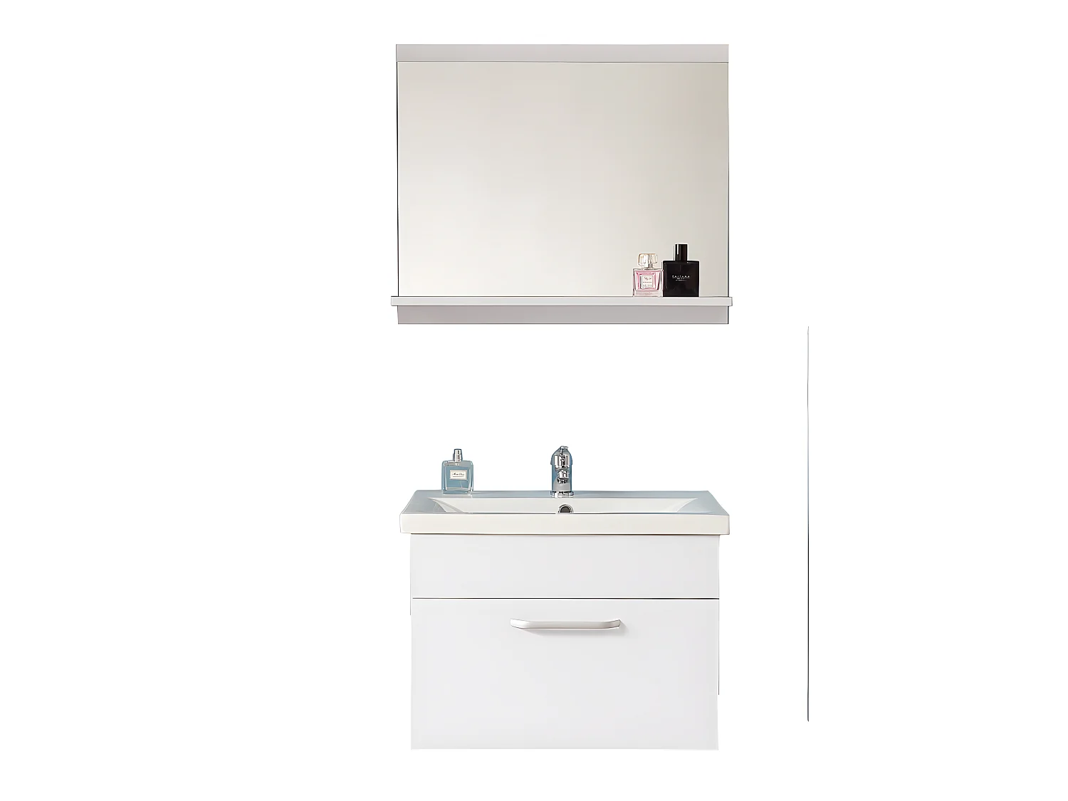 Ensemble meuble blanc et vasque 60cm meubles de salle de bain meuble suspendu 1 tiroir Aica