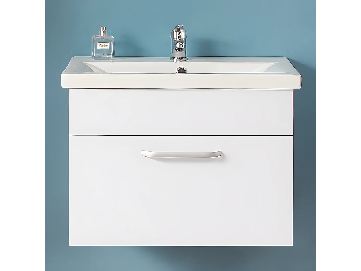Ensemble meuble blanc et vasque 60cm meubles de salle de bain meuble suspendu 1 tiroir Aica