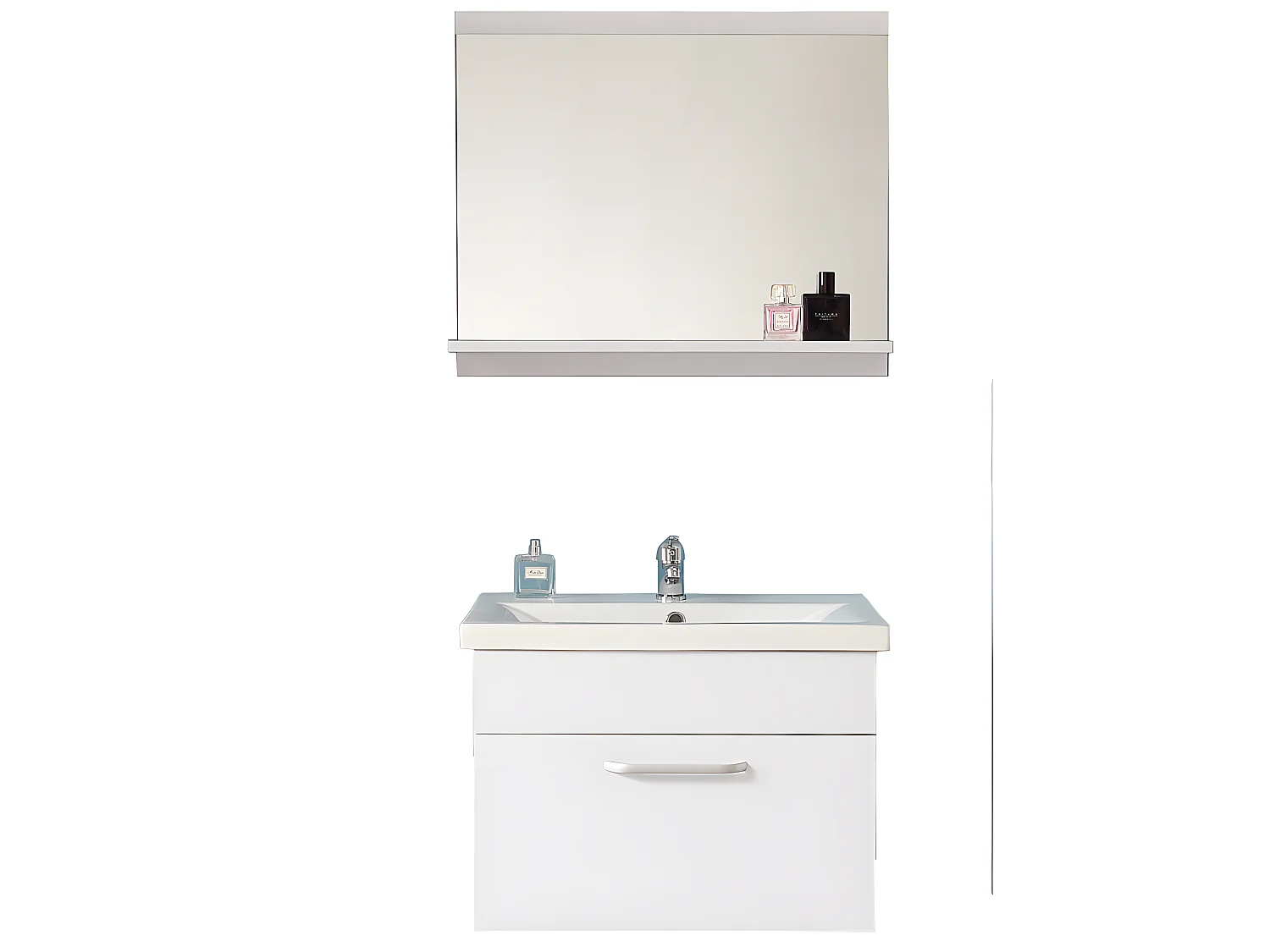 Ensemble meuble blanc et vasque 60cm meubles de salle de bain meuble suspendu 1 tiroir Aica