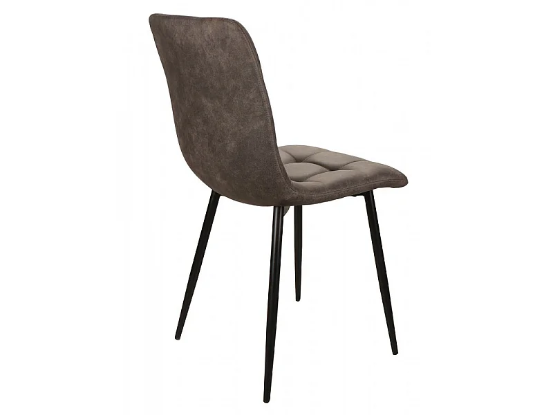 Chaise simili gris pieds métal noir PR102