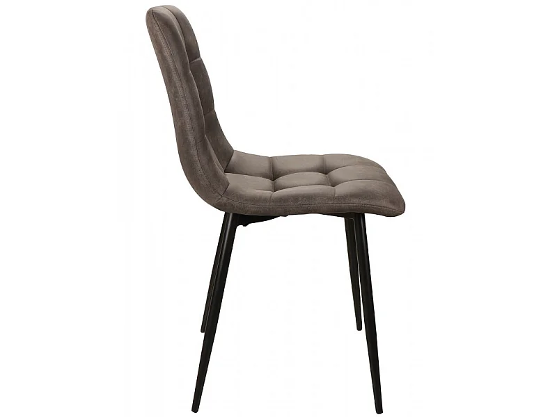 Chaise simili gris pieds métal noir PR102