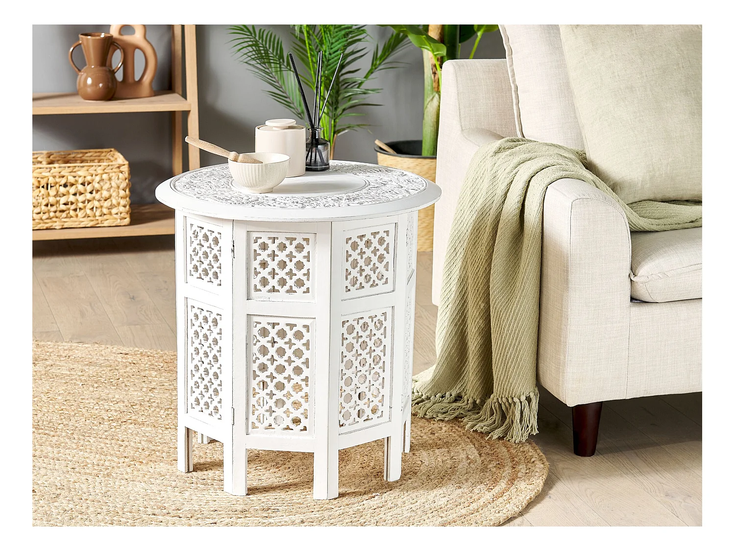 Bijzettafel ELARA Mangohout Wit