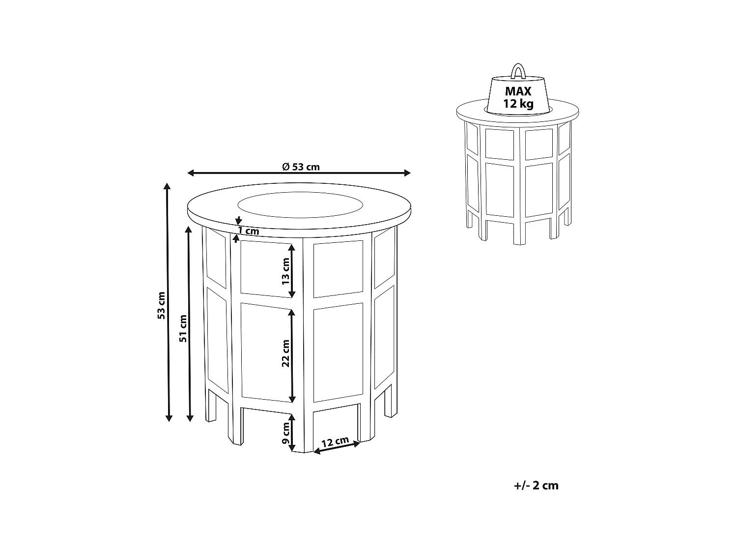 Bijzettafel ELARA Mangohout Wit