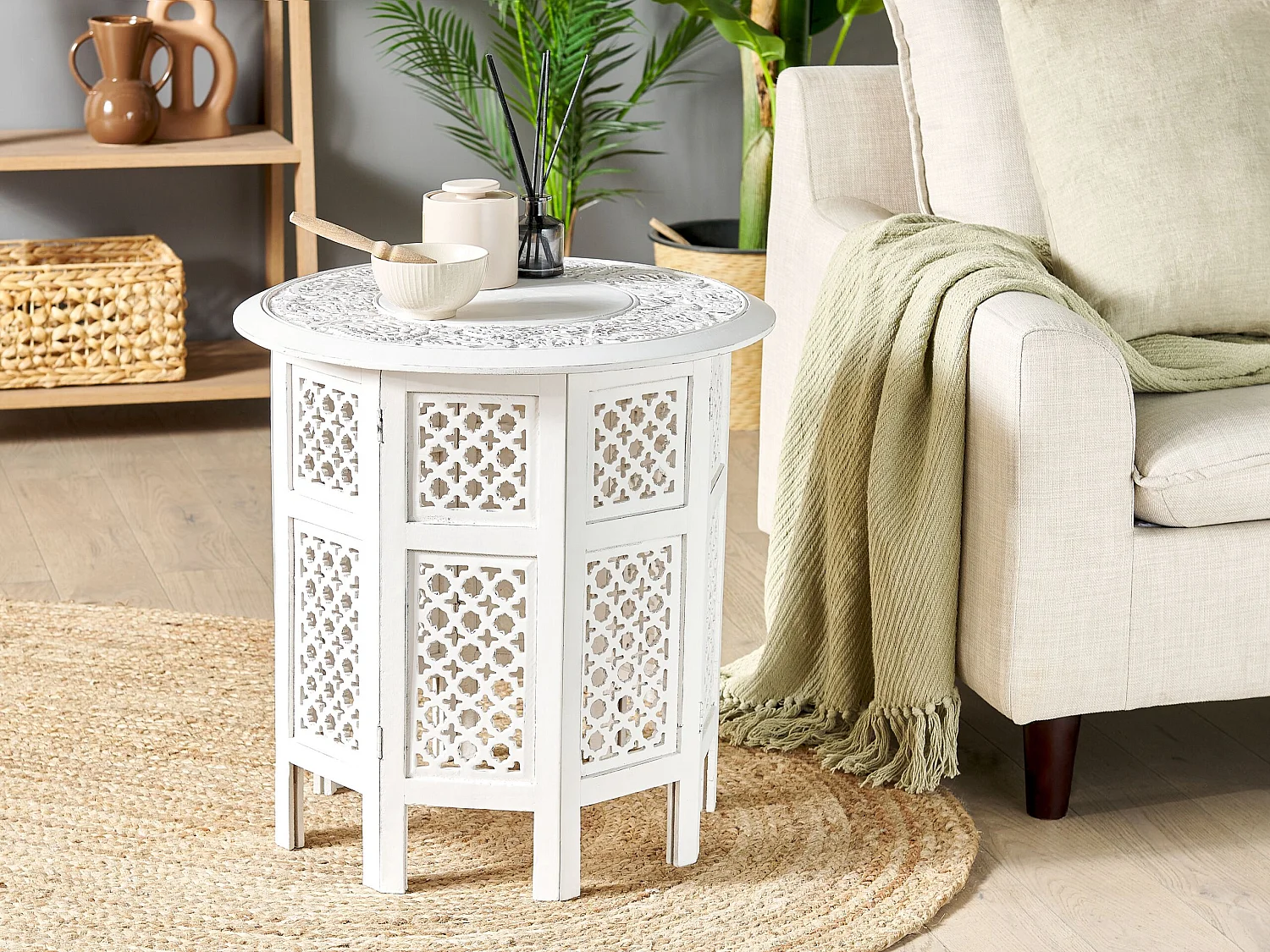 Table d'appoint ELARA Bois de manguier Blanc