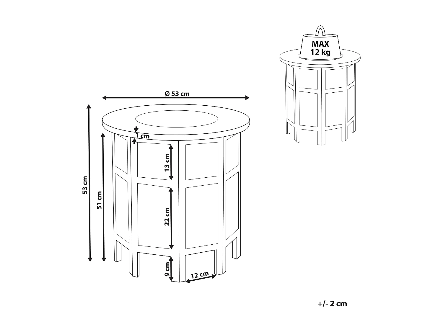 Table d'appoint ELARA Bois de manguier Blanc