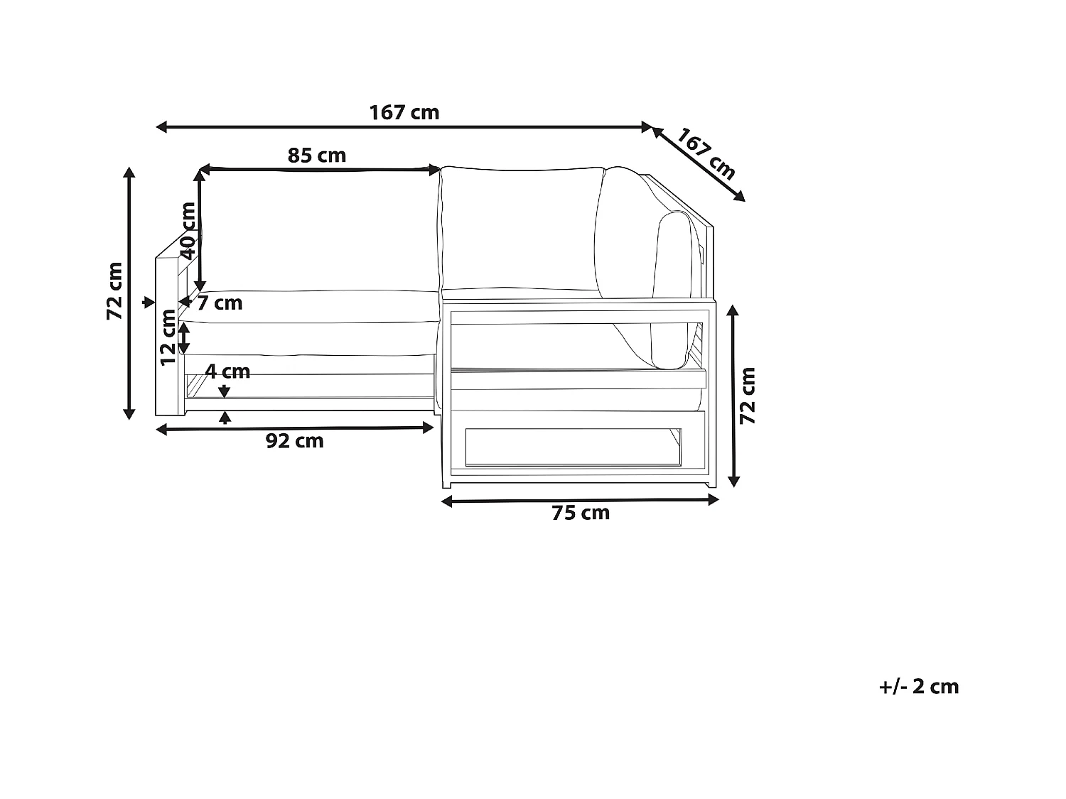 Canapé d'angle de jardin 2 places TIMOR Bois d'acacia certifié Marron foncé