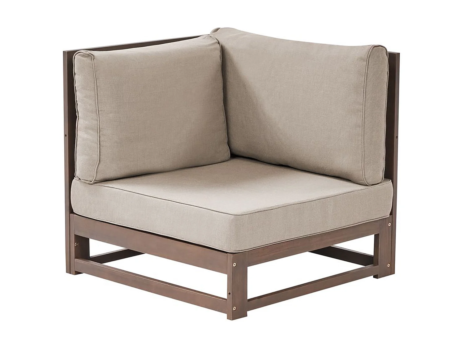 Lounge Ecksofa Akazienholz dunkler Holzfarbton 2-Sitzer Auflagen taupe Timor II