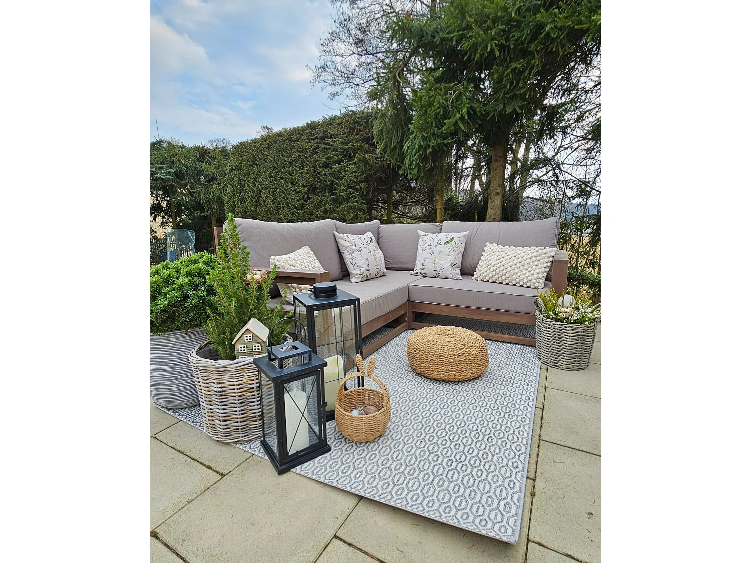 Garden Corner Sofa 2 Seater TIMOR Modular Certified Acacia Wood Dark Brown