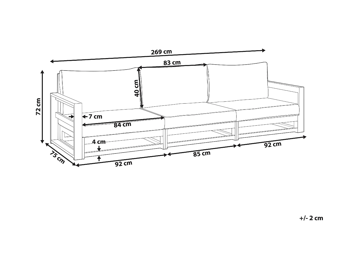 Canapé de jardin 3 places TIMOR Bois d'acacia certifié Marron foncé