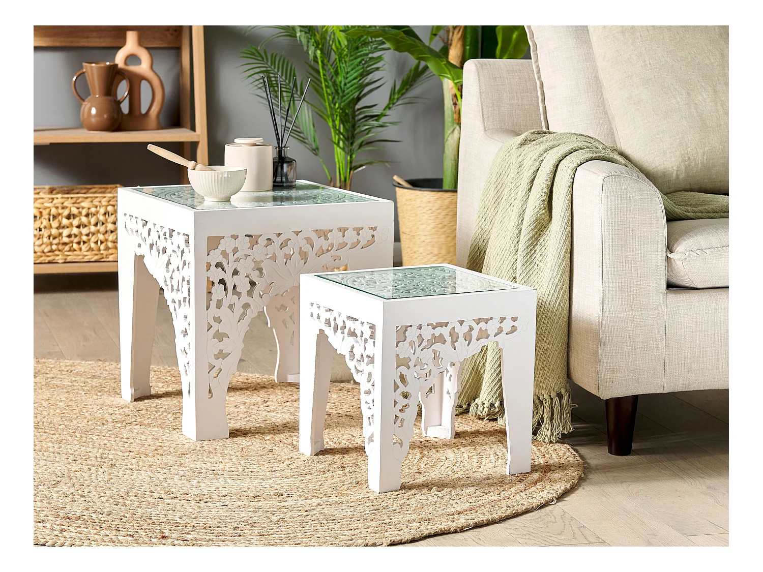 Zestaw 2 stolików pomocniczych AMADPUR Biały