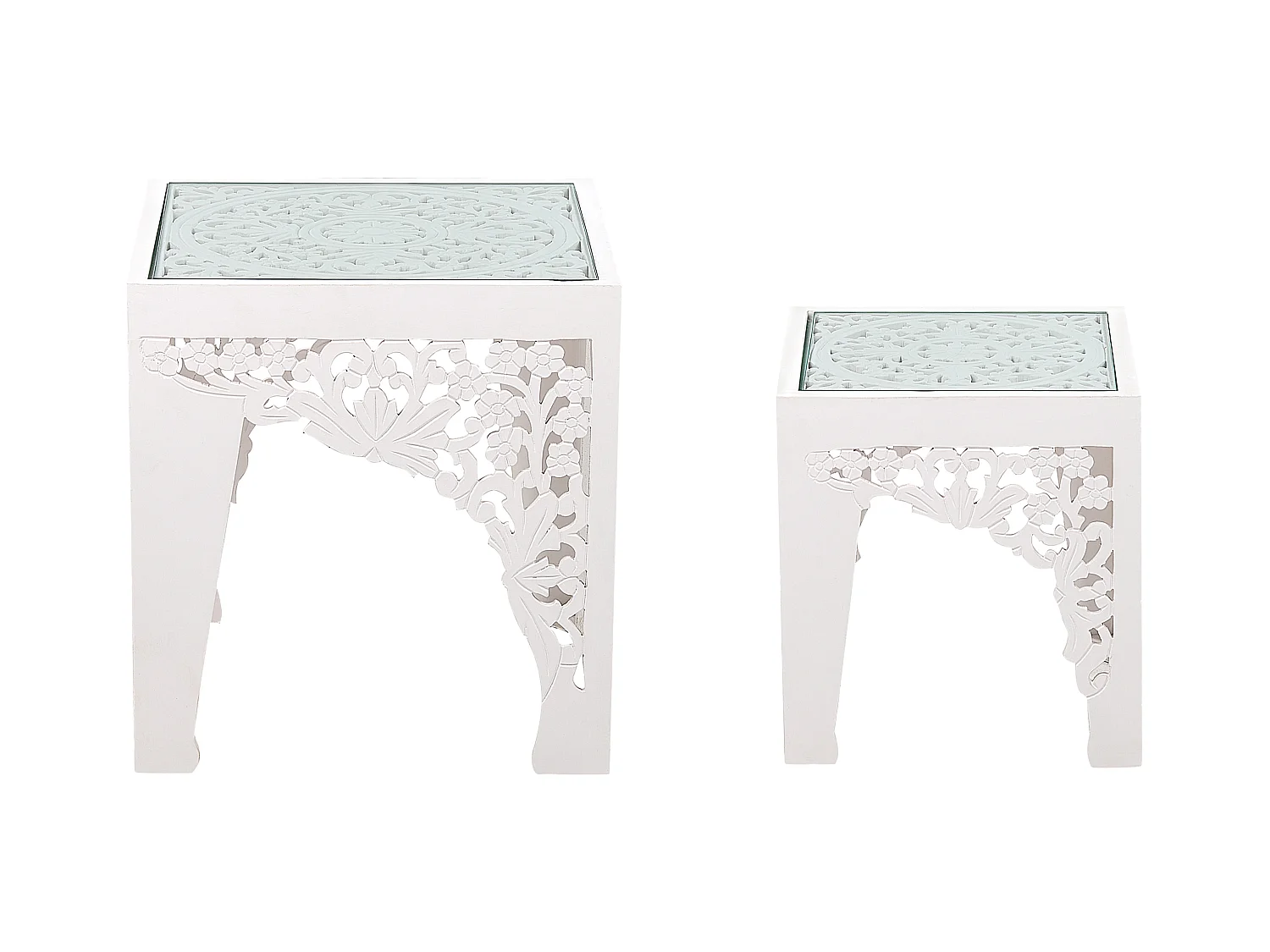 Lot de 2 tables d'appoint AMADPUR Blanc