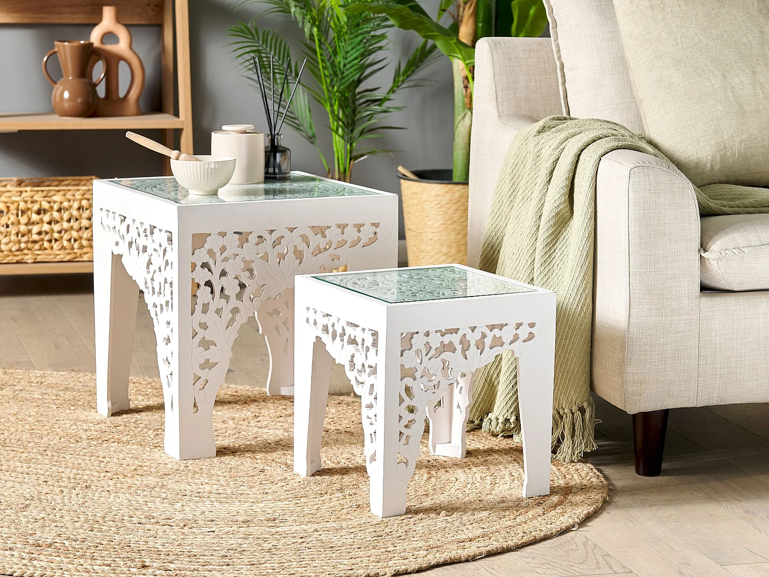 Lot de 2 tables d'appoint AMADPUR Blanc