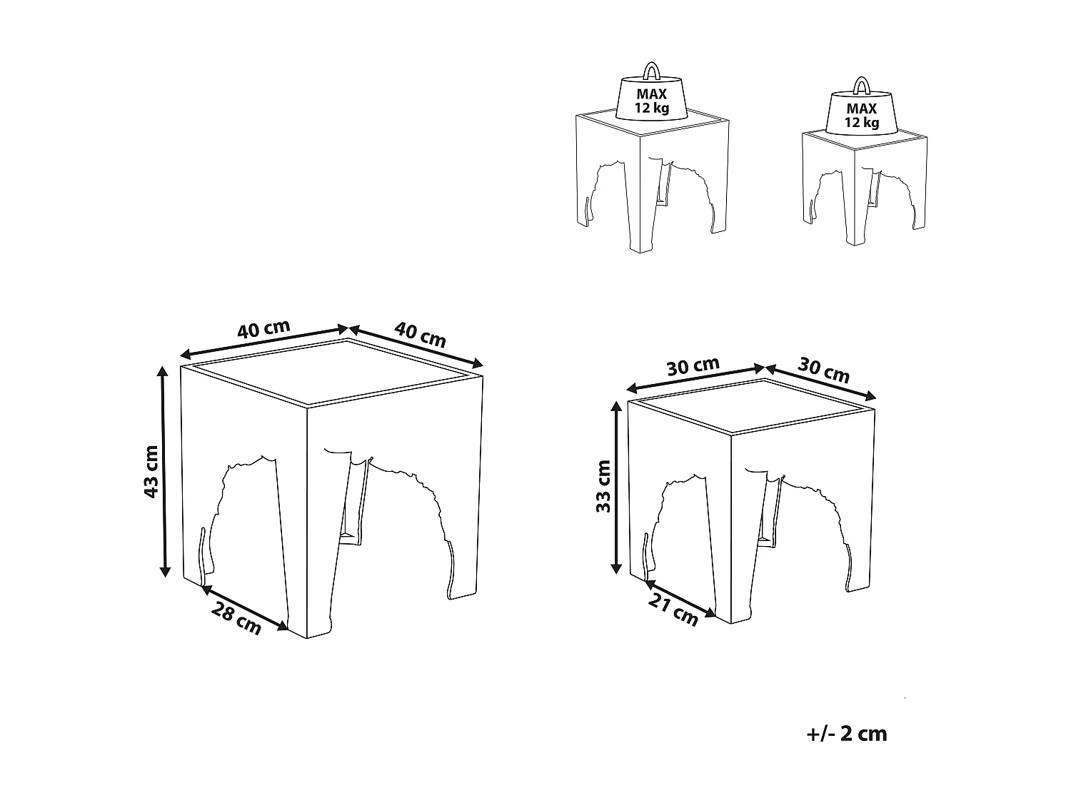 Set di 2 tavolini AMADPUR Bianco