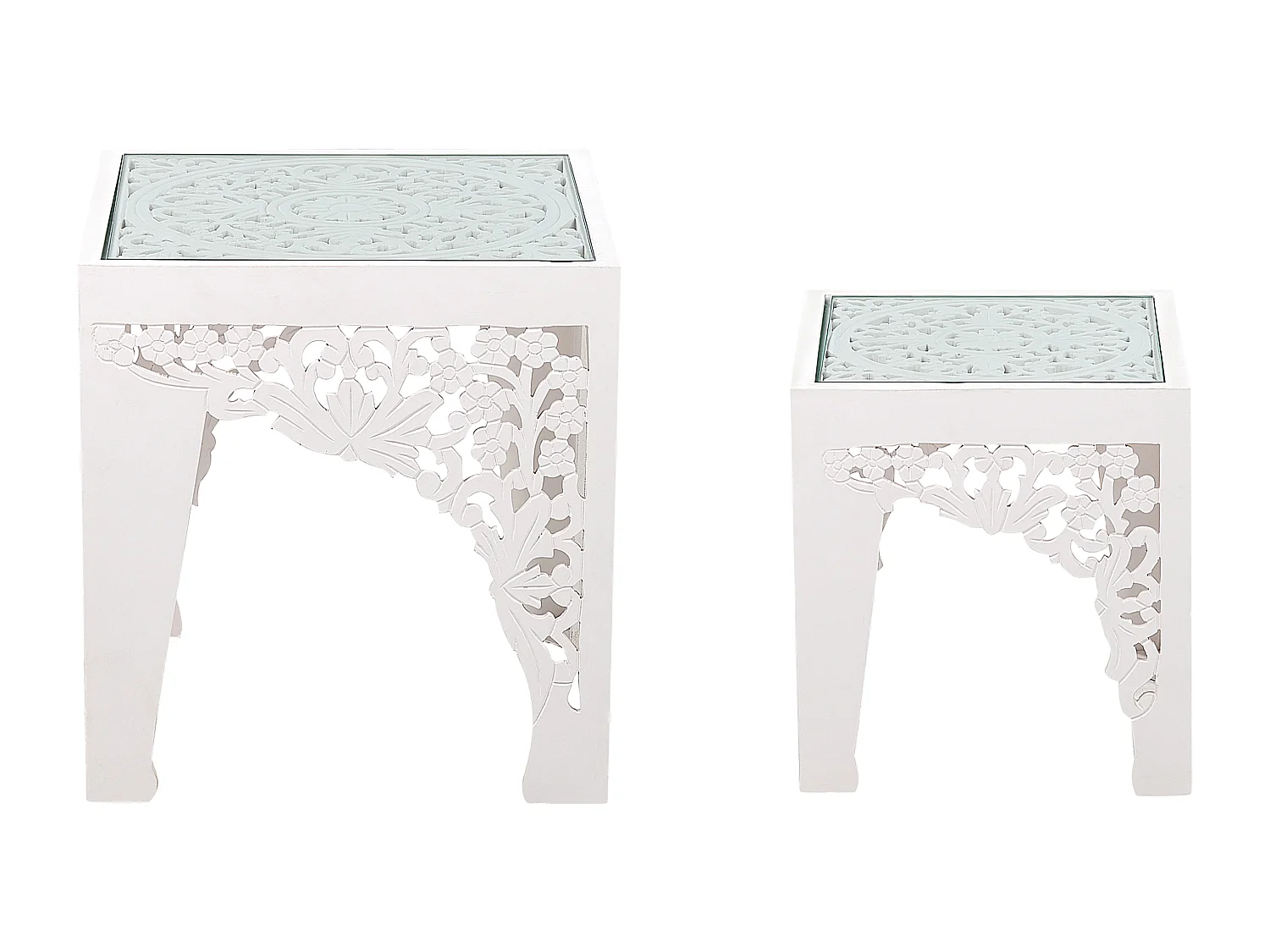 Lot de 2 tables d'appoint AMADPUR Blanc