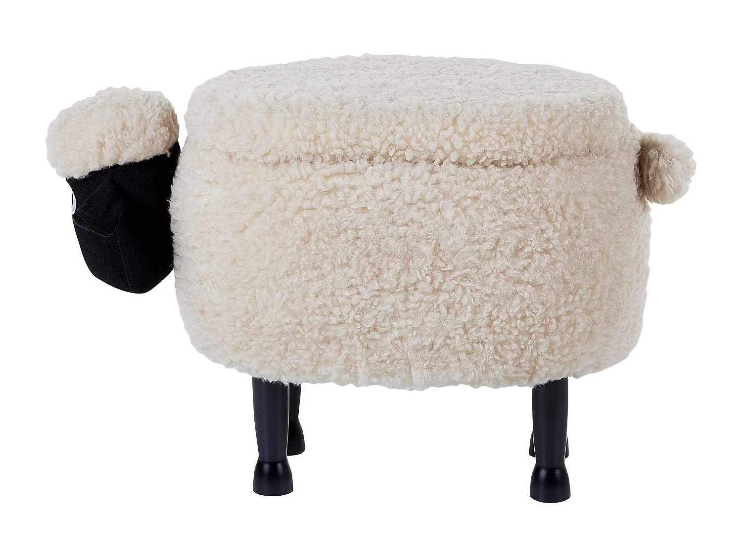 Tamborete animal com arrumação SHEEP Tecido Creme