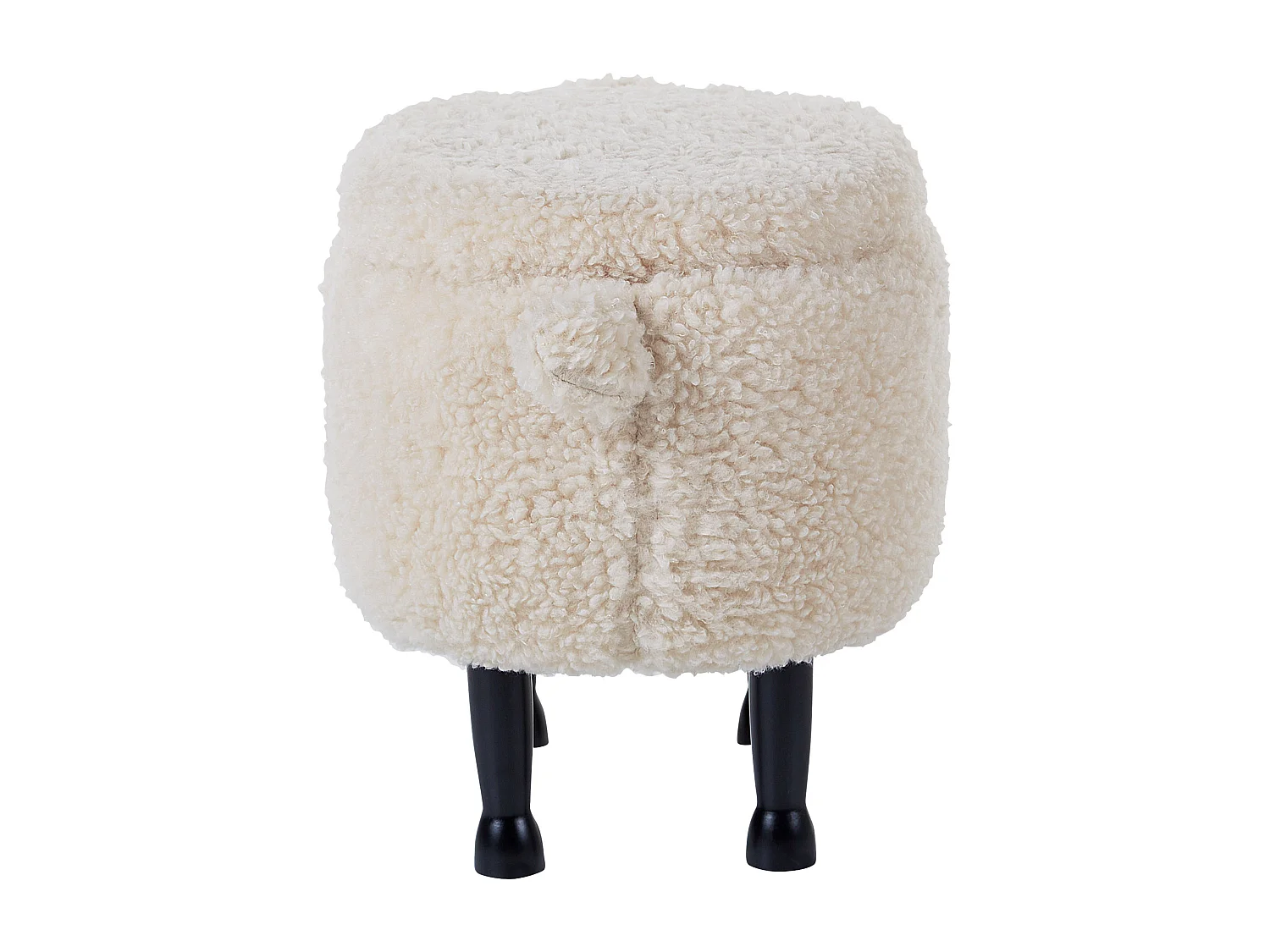 Tamborete animal com arrumação SHEEP Tecido Creme