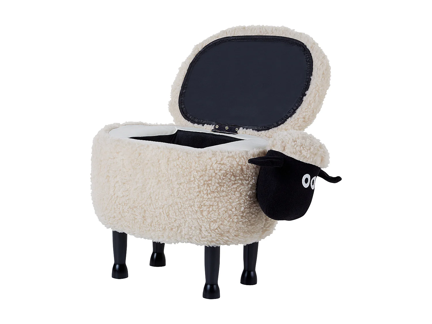 Tamborete animal com arrumação SHEEP Tecido Creme