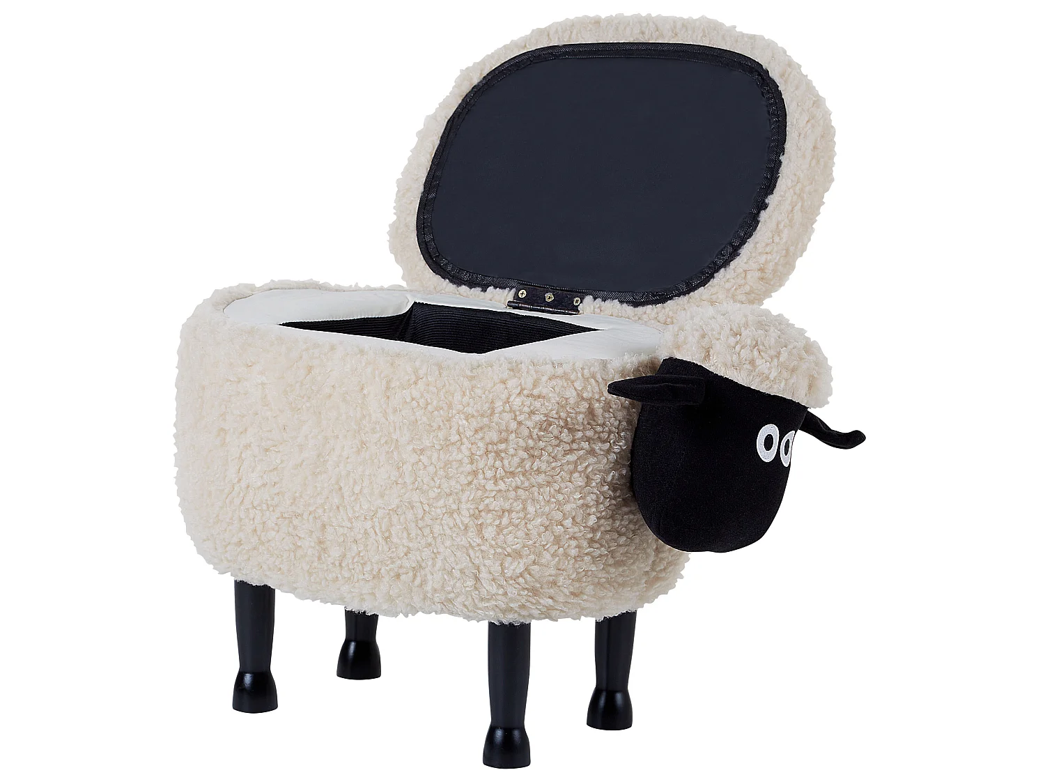 Tierhocker mit Stauraum SHEEP Stoff Creme