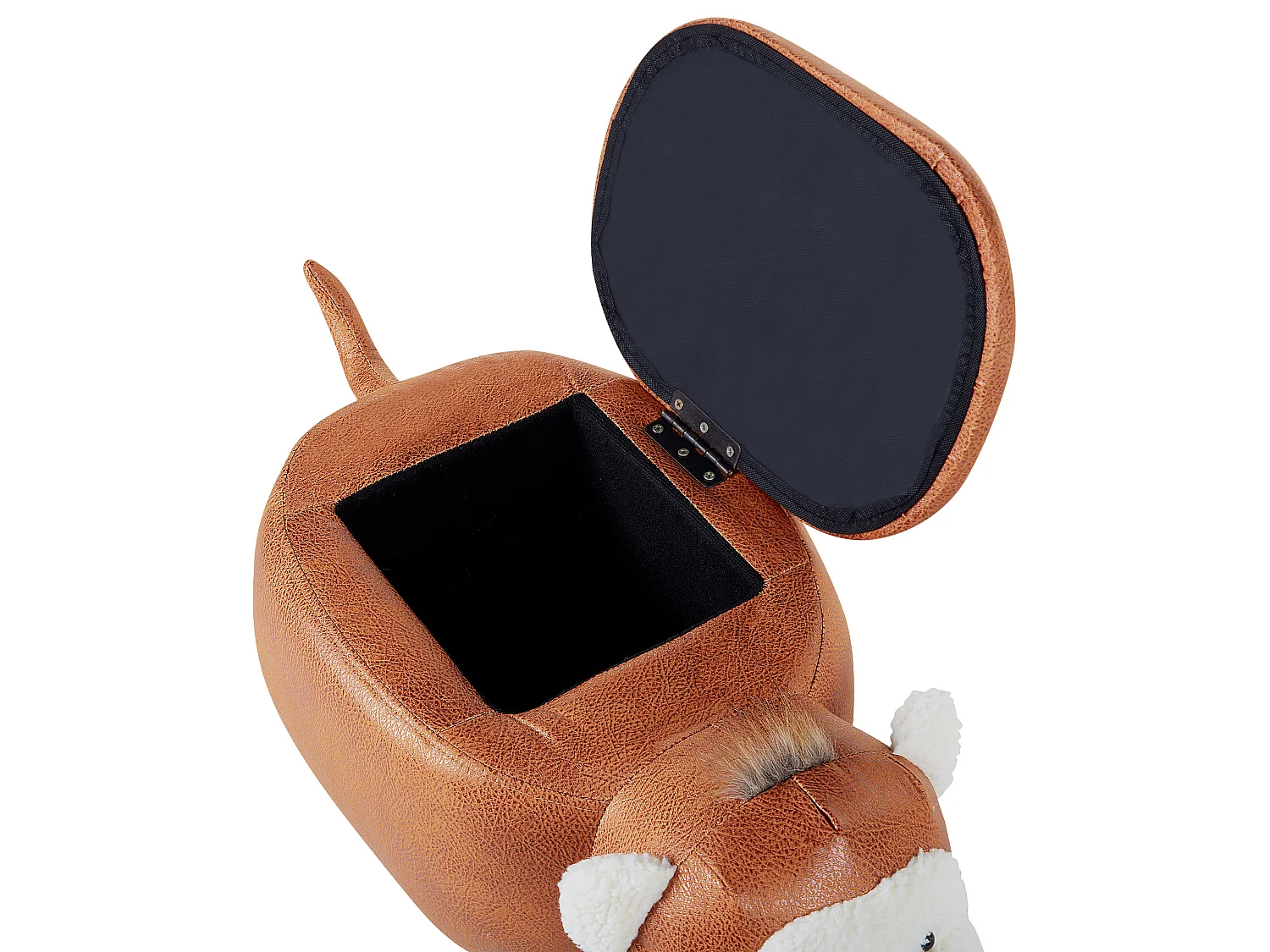 Pouf animal en cuir PU brun avec coffre MONKEY
